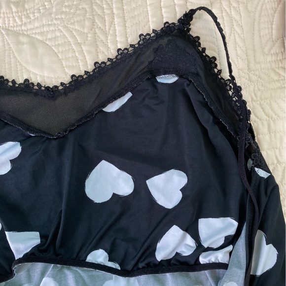 Soma Intimates Chemise Black with White Hearts Lace Mesh Details (Size L) - Picture 10 of 16
